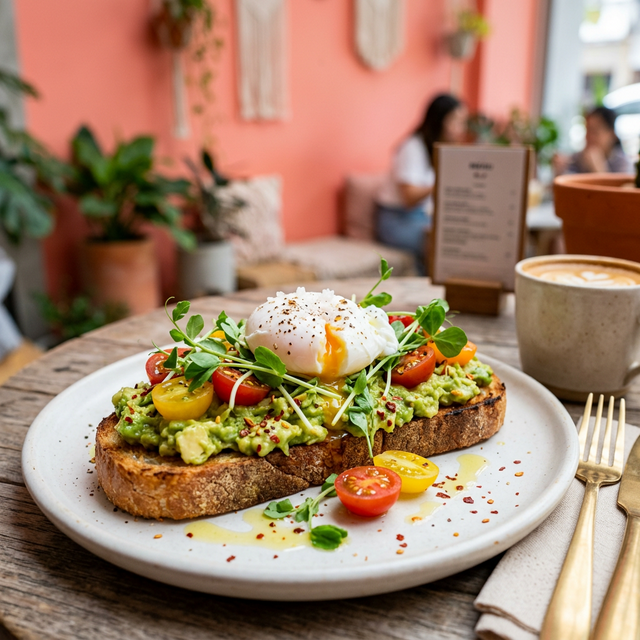 Eggtisan avocado toast with poached egg